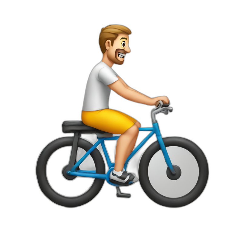a man on a toilet pedaling bike pedals in front of him emoji