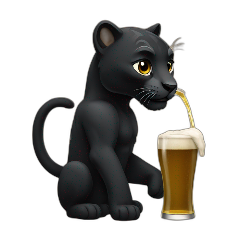 black panter drinking beer emoji