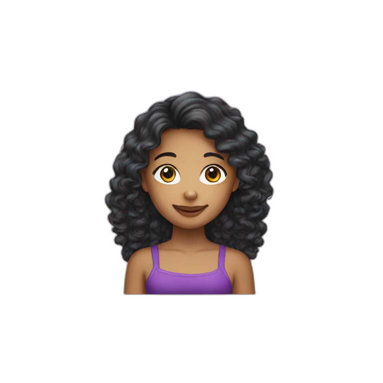 Blasian long curly hair girl emoji