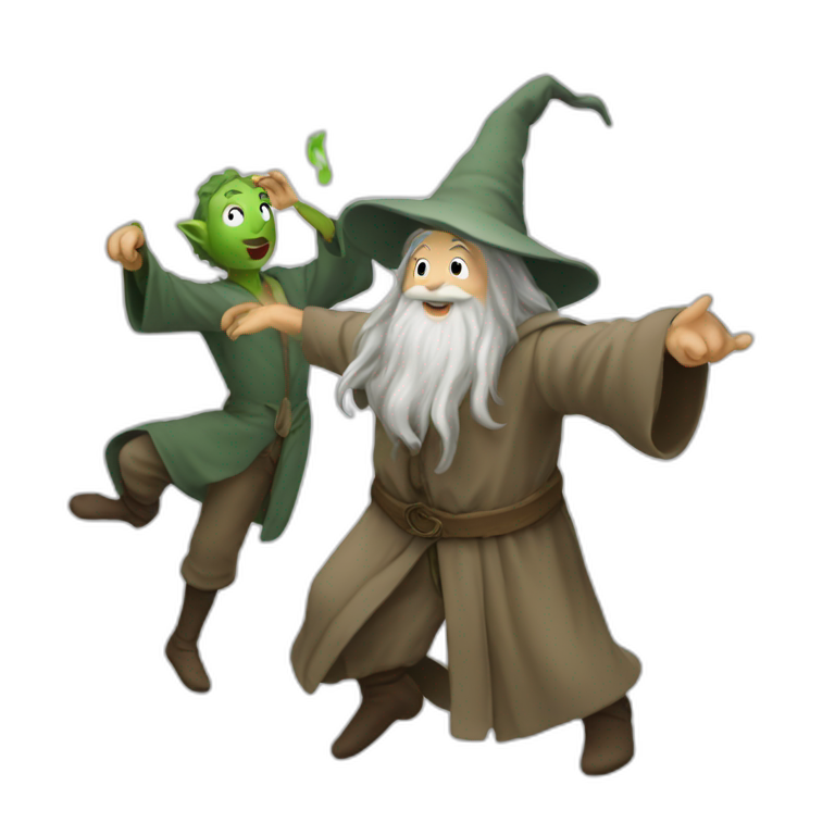 Gandalf and Froddo dancing emoji