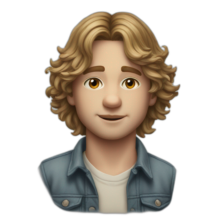 hyper realistic Drew Starkey acter boy middle part hair outer banks emoji