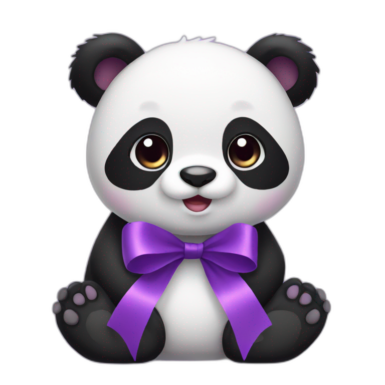 panda cute purple ribbon emoji