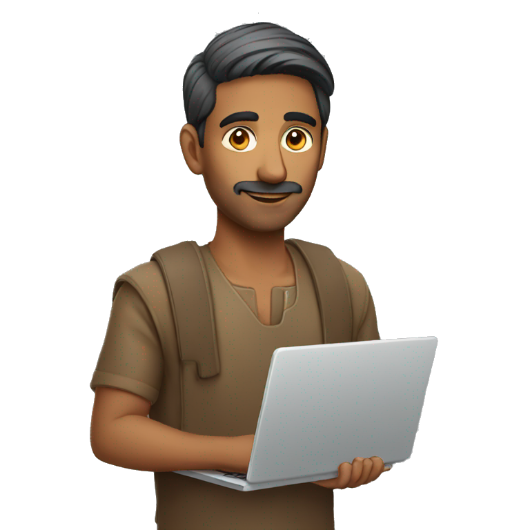 indian man holding laptop emoji