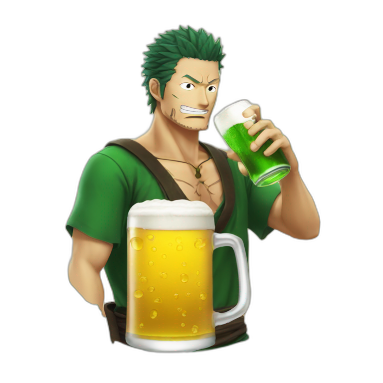 Zoro drink a beer emoji