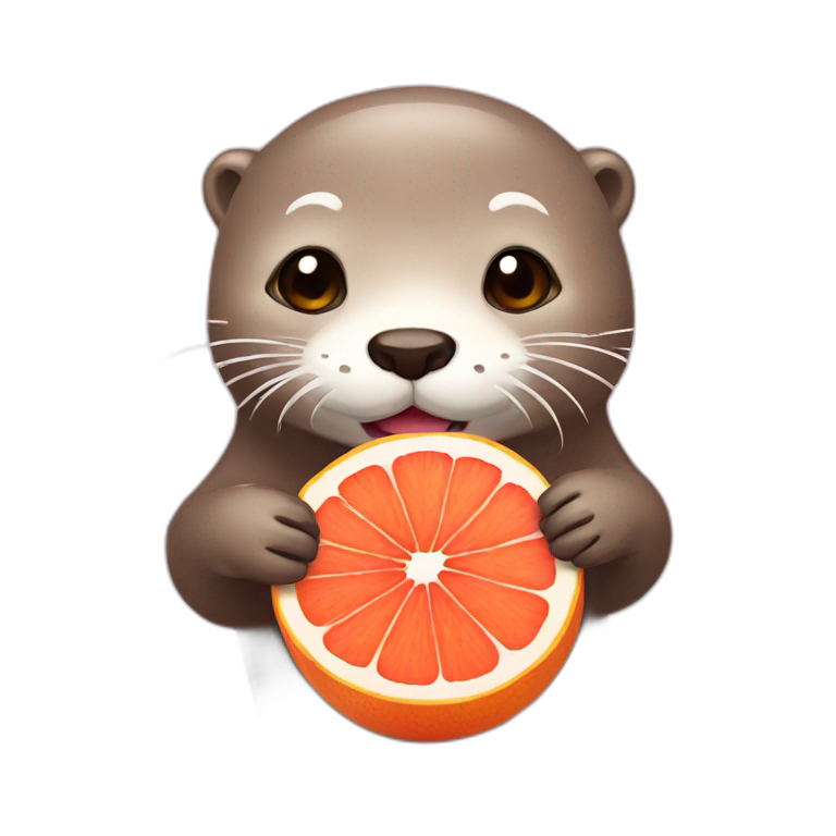 Cute otter with grapefruit emoji