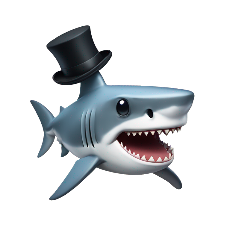Shark whit top hat  emoji