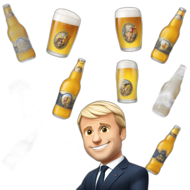 Président Macron qui boit de la bière  emoji