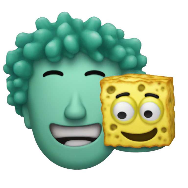 Bob esponja junto a calamardo emoji