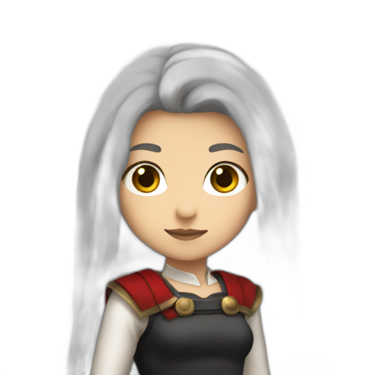 rpg-girl-with-long-white-hair-and-red-skirt and black tights emoji