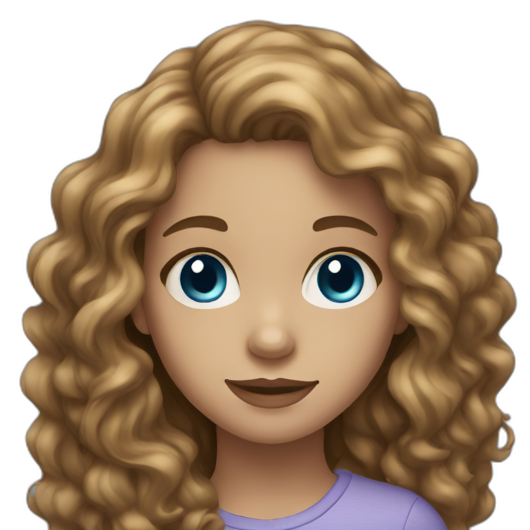 girl with long curly brown hair blue eyes light skin emoji
