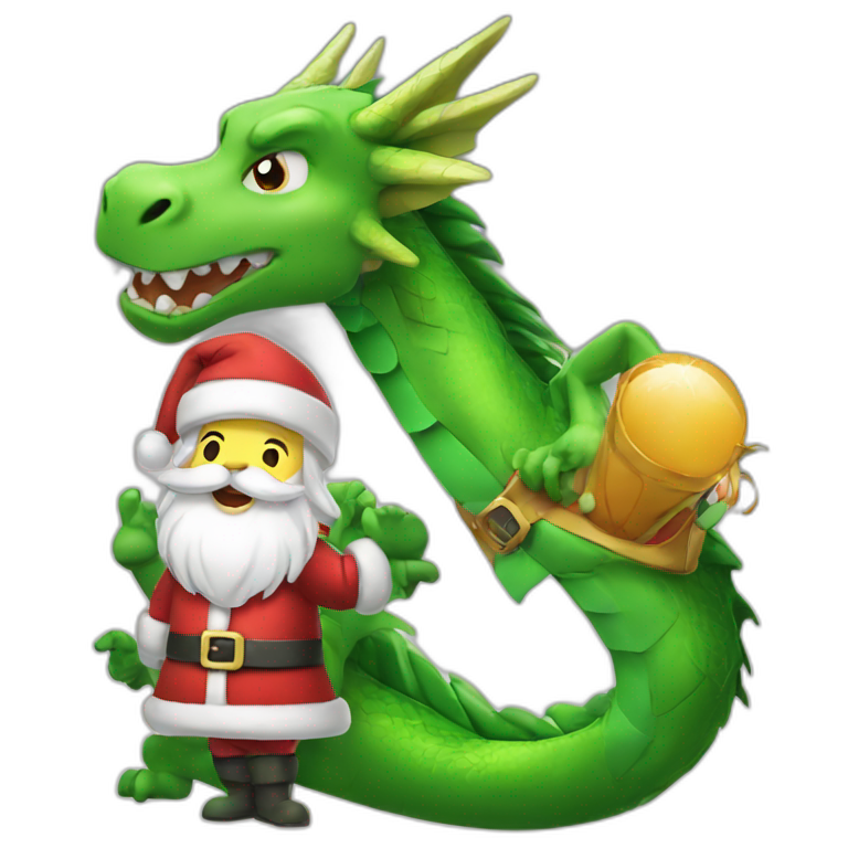 Santa and Green Dragon in New Year emoji