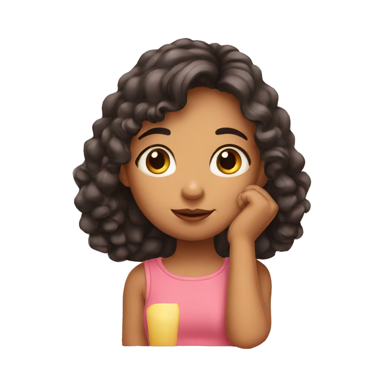  Cute Girl with her hand on chin  emoji