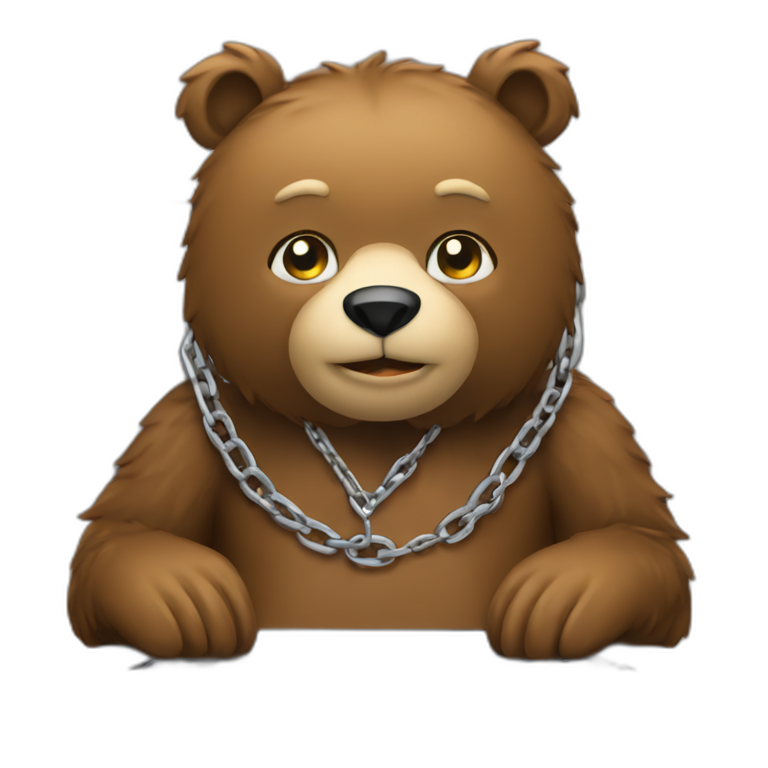bear chain in screen of laptop emoji