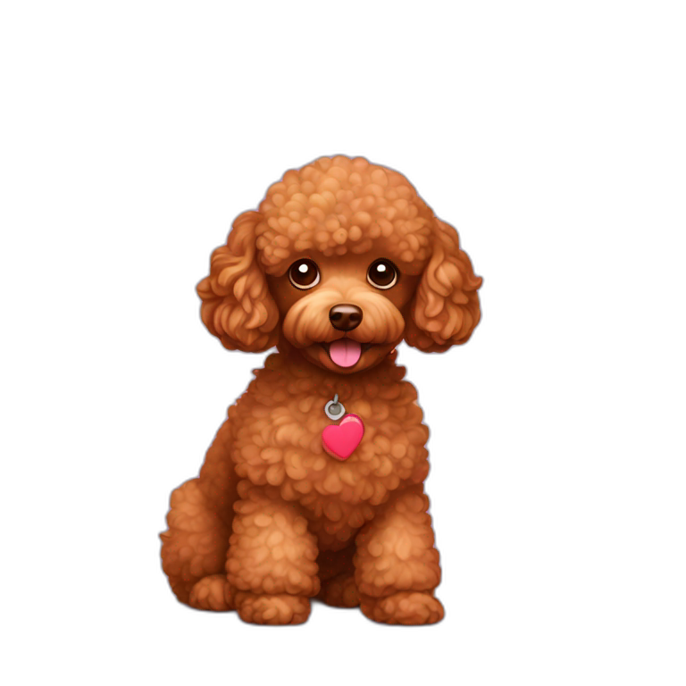 Red toy poodle with hearts above head emoji