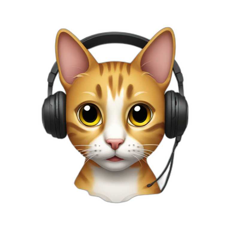 Cat wearing a gaming headset emoji