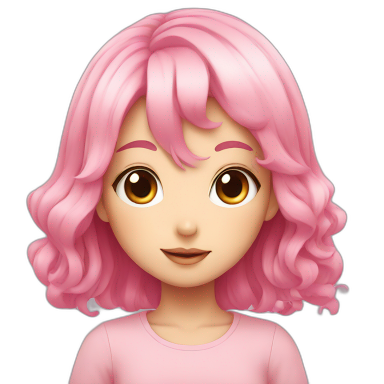 anime girl with big eyes and pink hair emoji