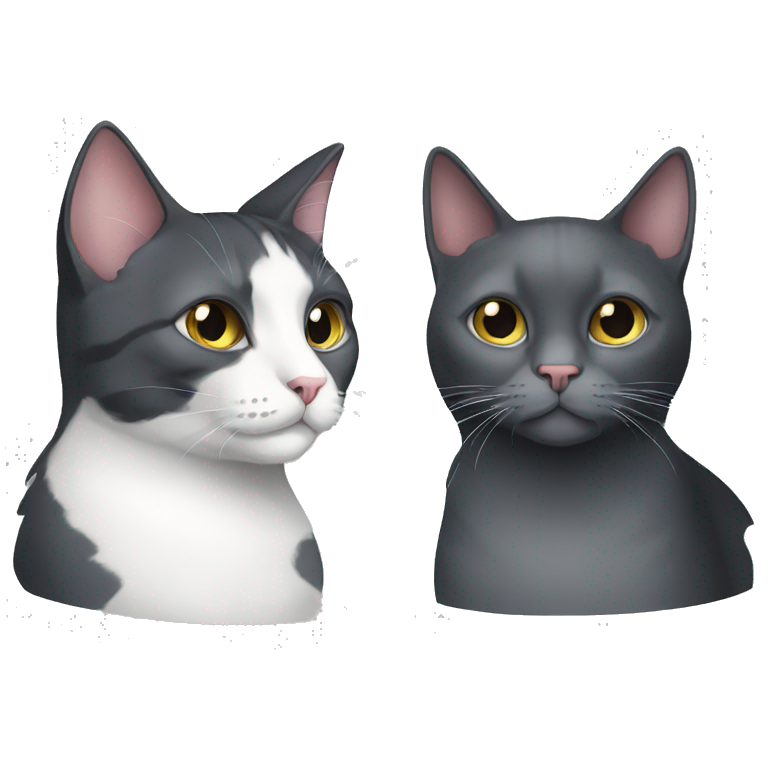 tuxedo cat and gray cat emoji