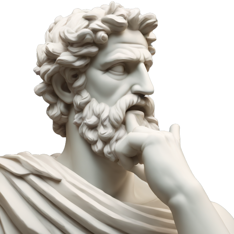 Ancient Greek King Odysseus Statue Thinking with Hand on Chin emoji