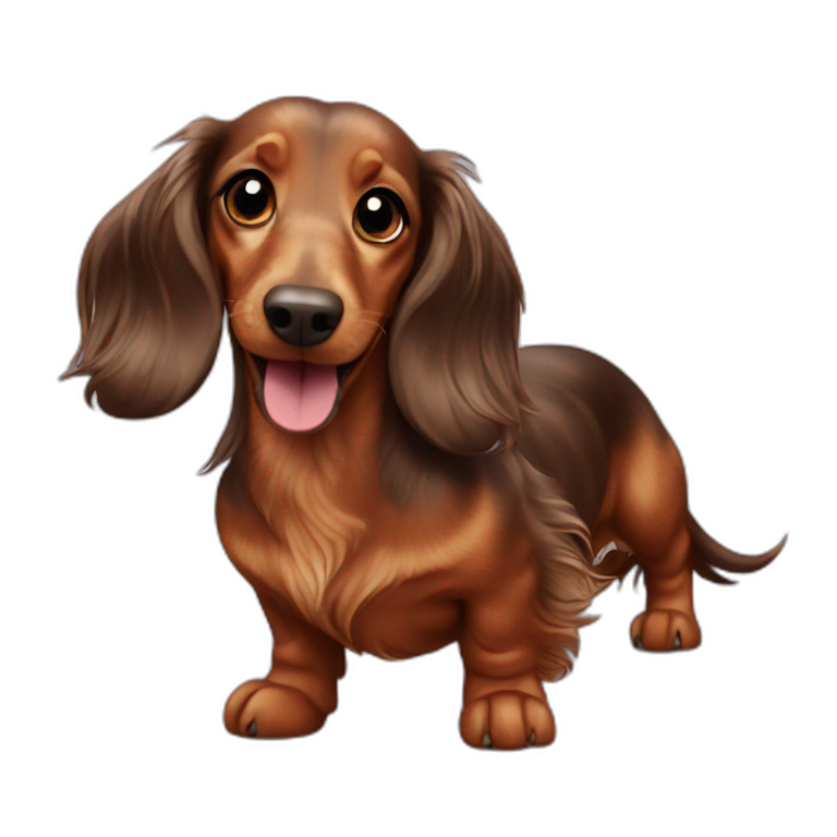 happy long haired brown marble dachshund emoji