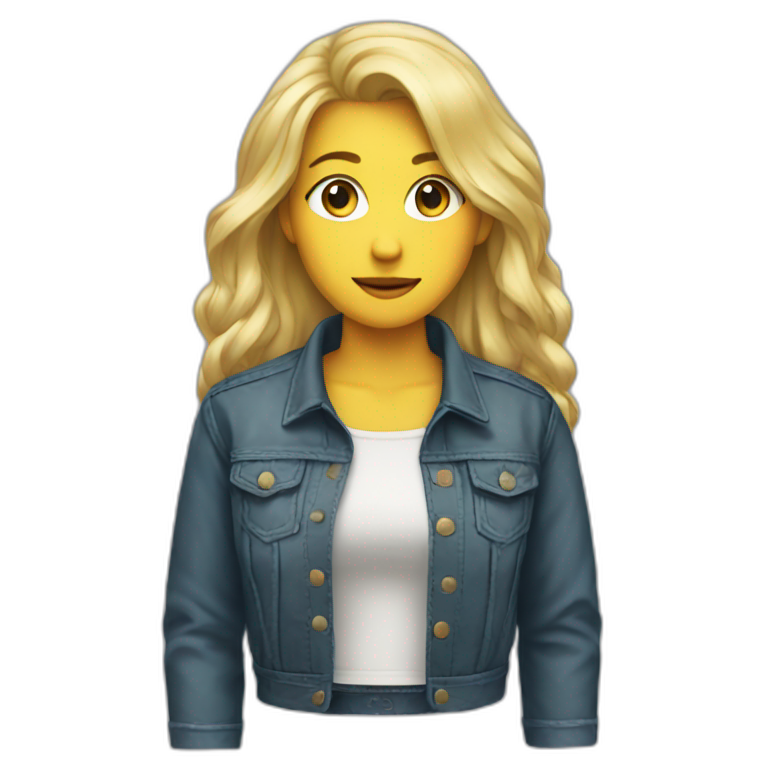 Blonde girl jacket tied around waist emoji