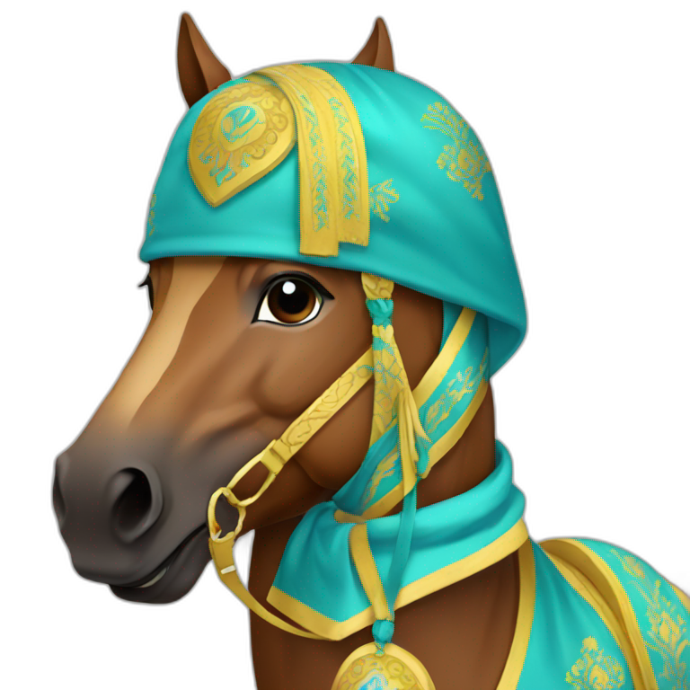 Kazakh with Kazakh clothes in a horse emoji
