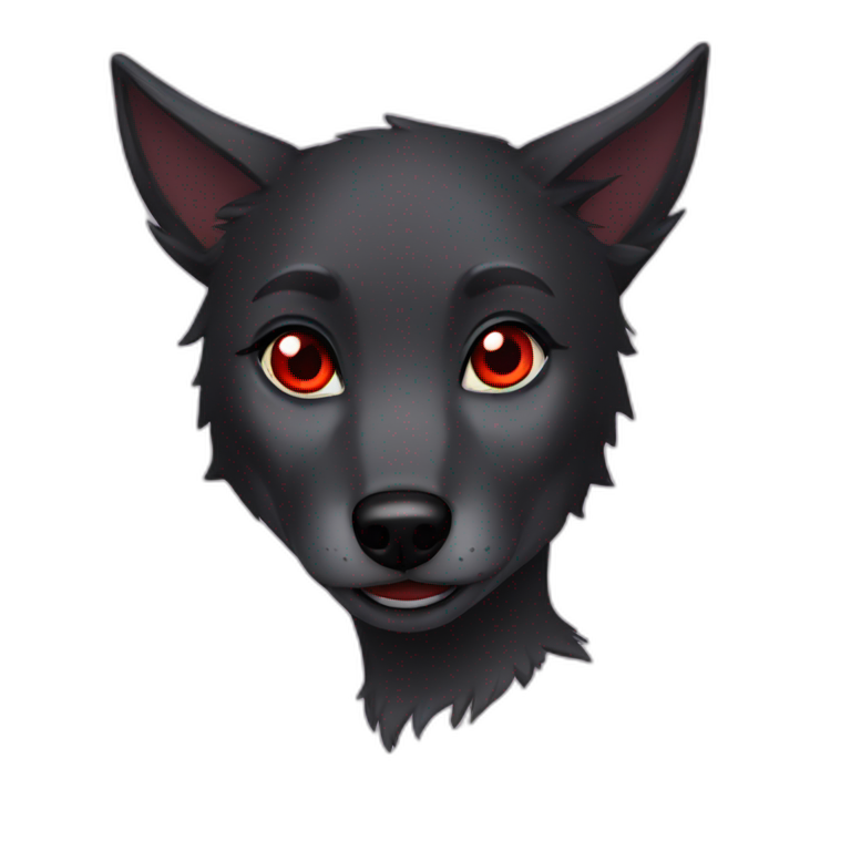 Black Wolf girl red eyes emoji