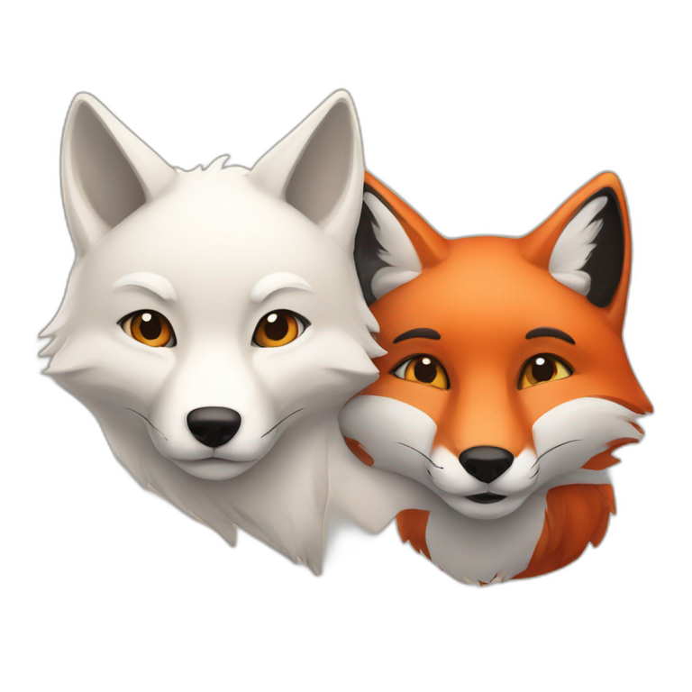one red fox one white fox and one black fox emoji