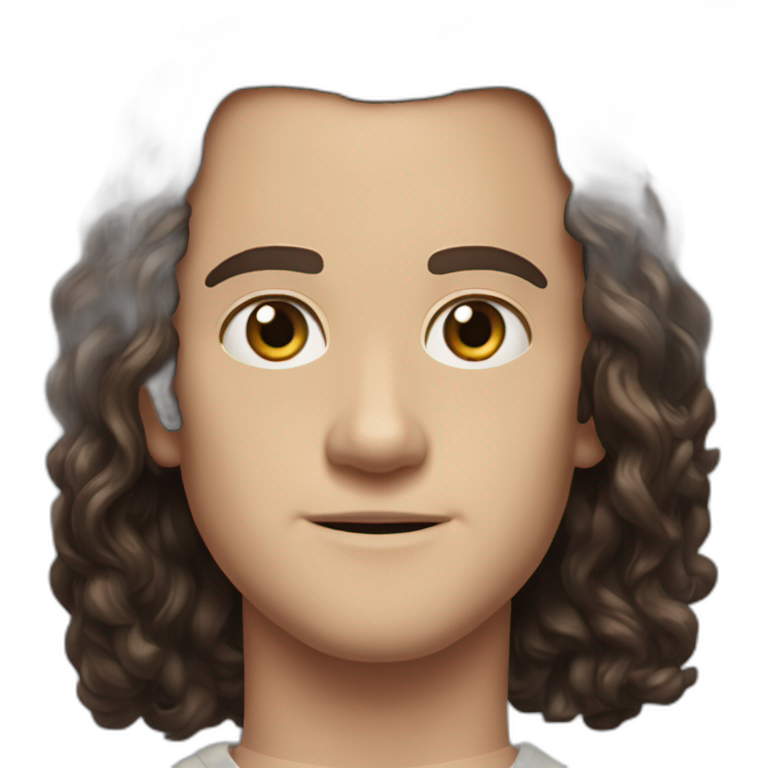 Joseph Quinn Eddie Munson  with dark curled long hair stranger things emoji