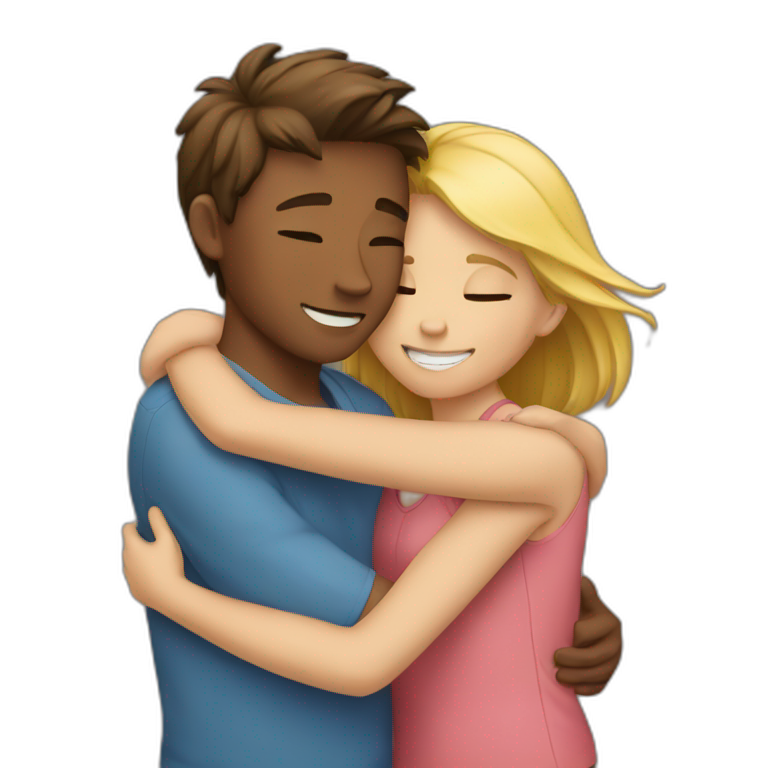 Hugging a boy and a girl emoji