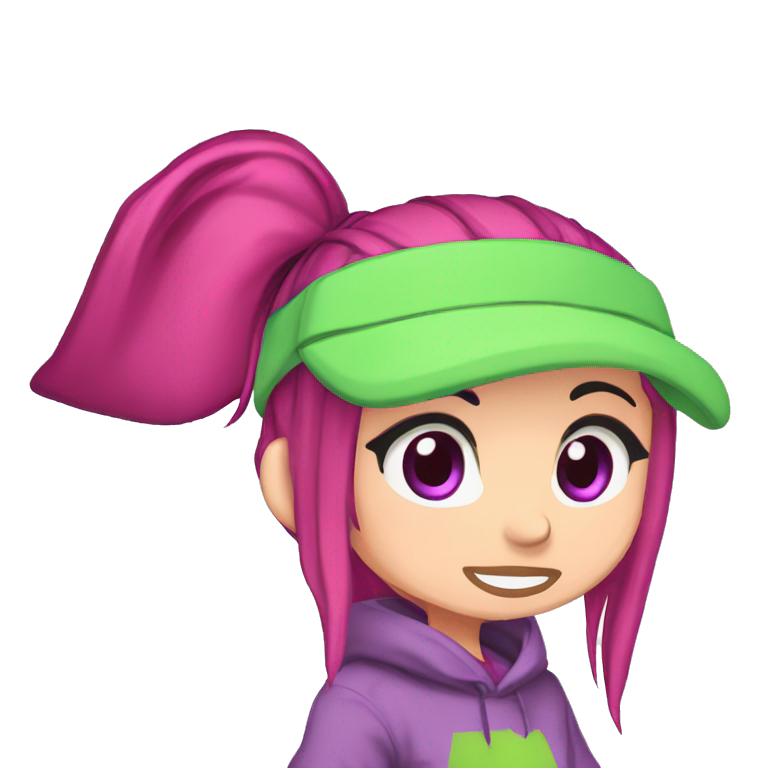 pink-haired girl in hoodie emoji