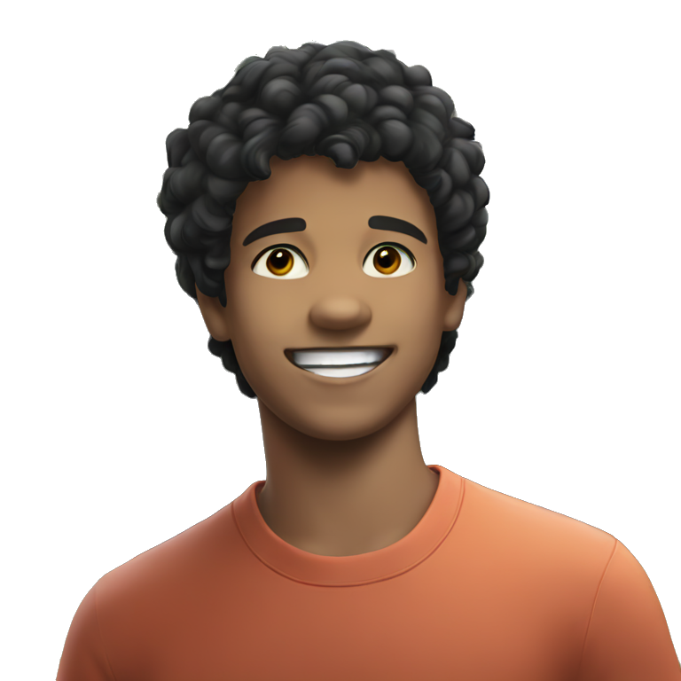 happy black haired boy outdoors emoji