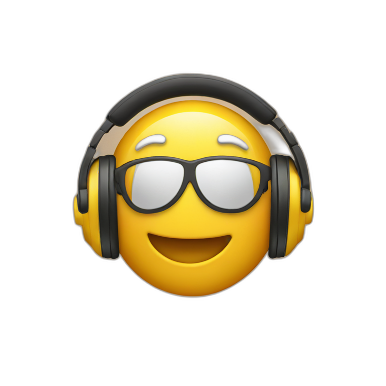 emoji head with headphones enjoying music emoji