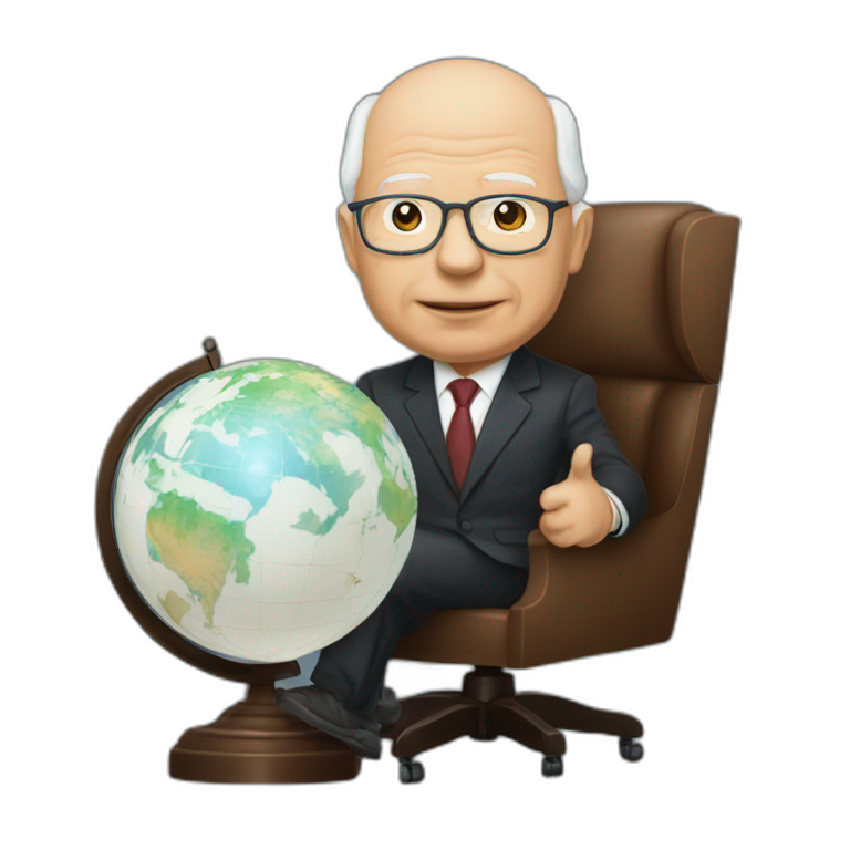 klaus schwab with the globe in his hand emoji