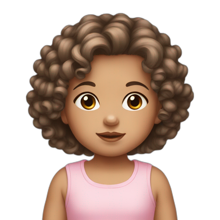 Baby Girl with dark Brown Short Curls and light skin emoji