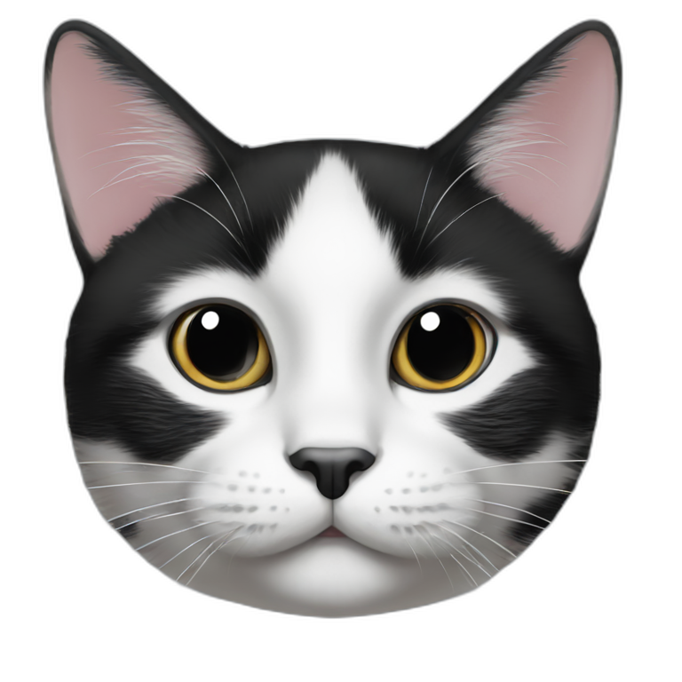 Black and white cat with black spot on nose emoji