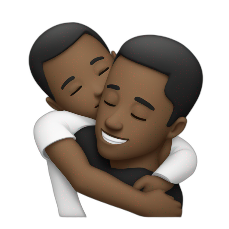 white-men-hug-and-kiss-black-men emoji