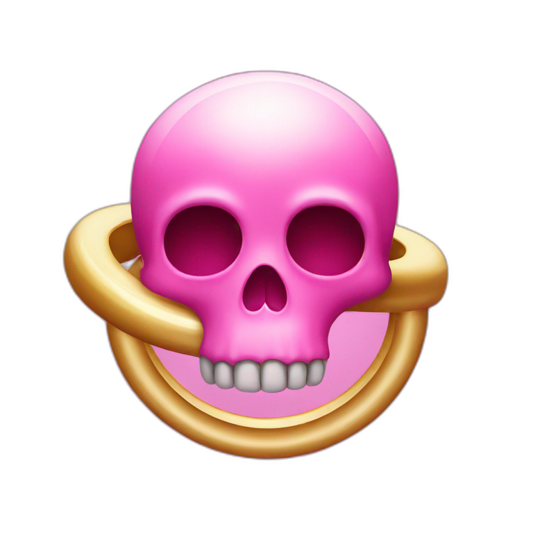 pink skull with a floating ring above head emoji