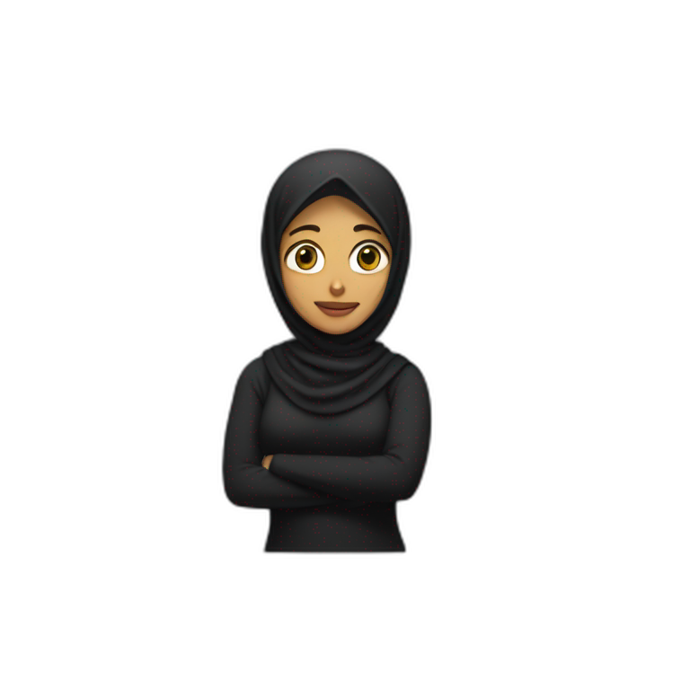 Character wamen wearing only black hujab without white icons emoji