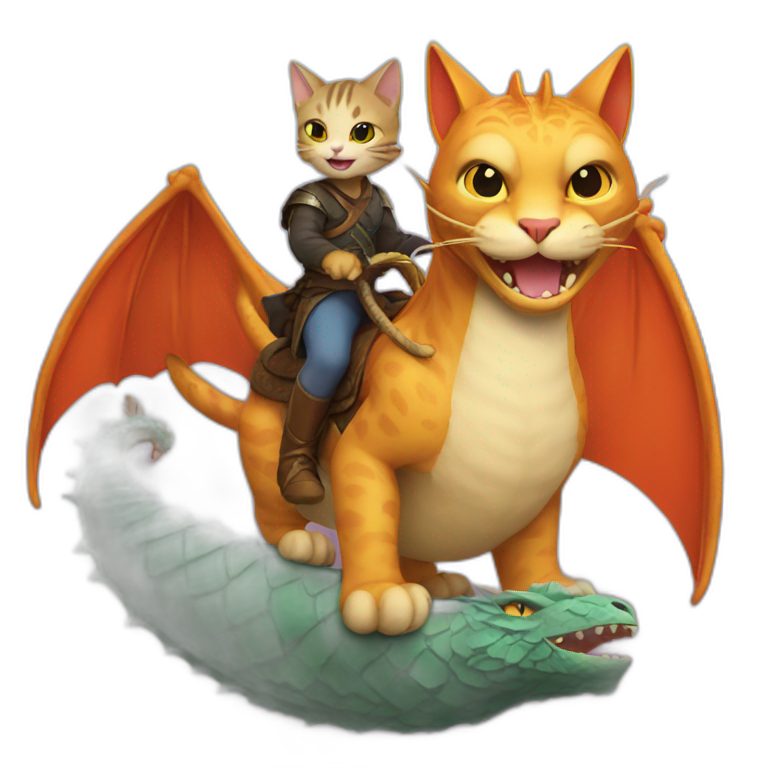 cat riding a dragon emoji