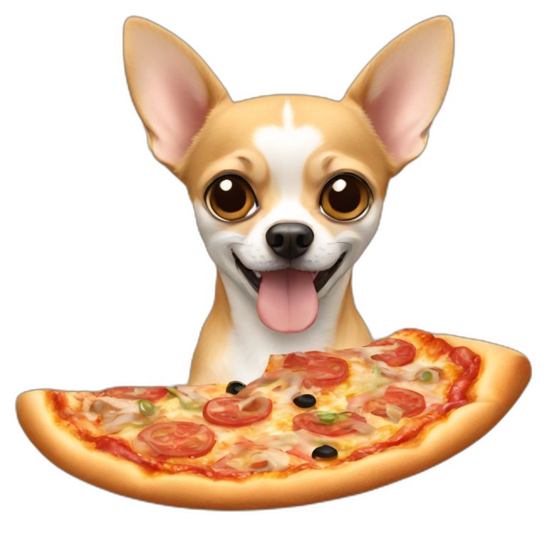 a chihuahua eats pizza emoji