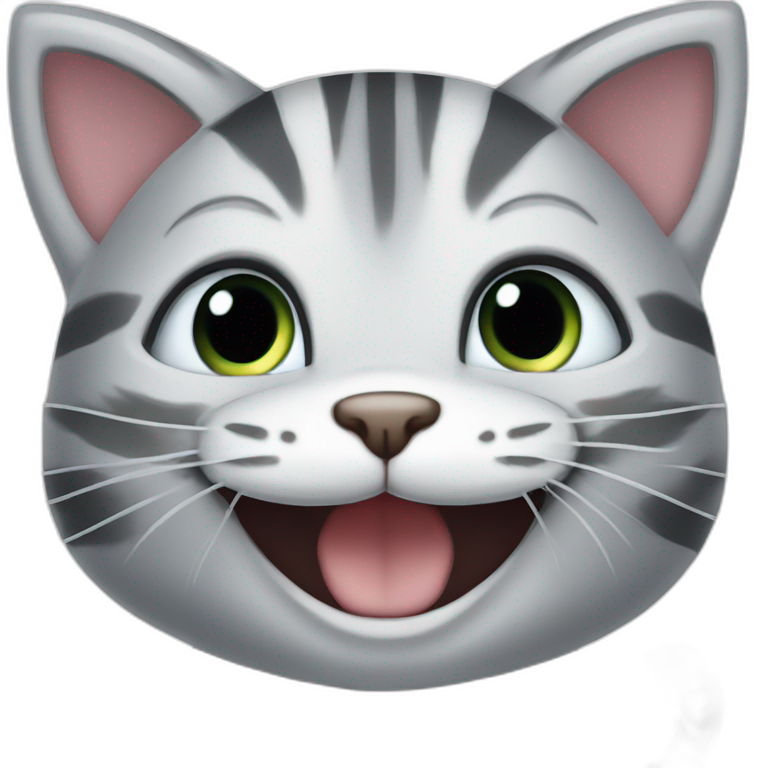 Laughing happy grey striped kitten robot emoji