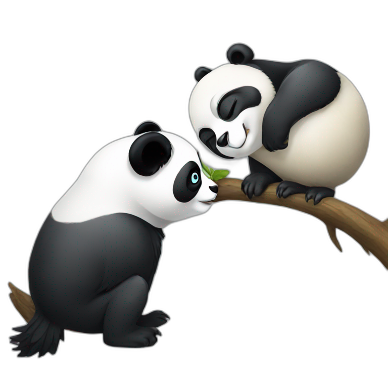 panda kissing an owl emoji