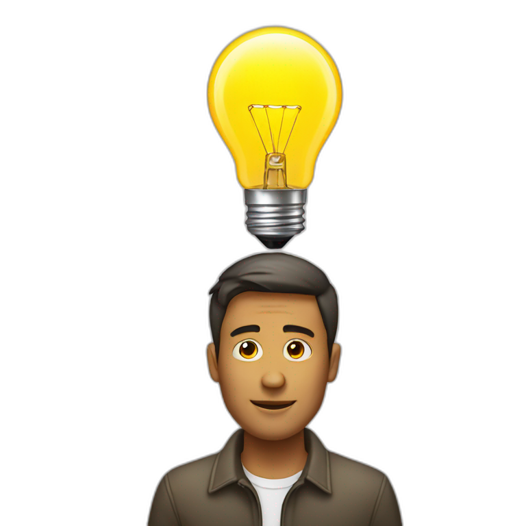 man with light bulb above his head emoji