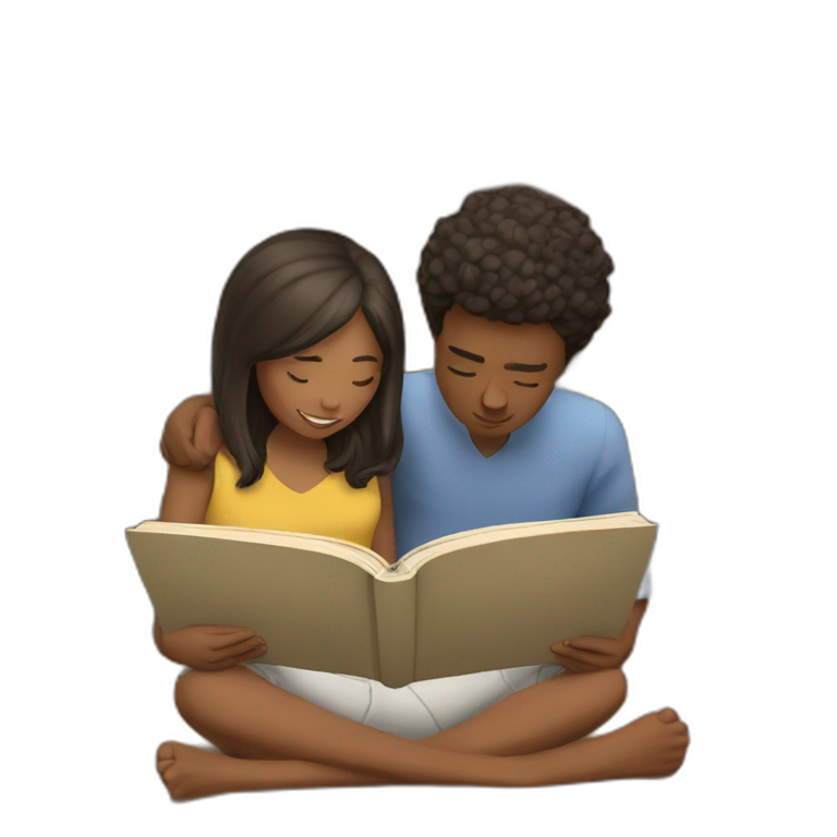 people reading book together emoji