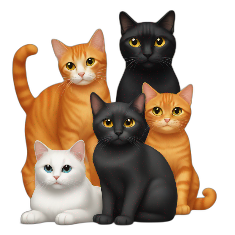 Orange cat, siames cat and black cat emoji