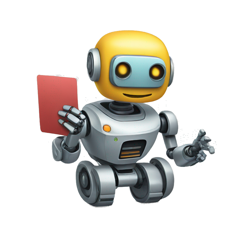 a card with a robot emoji