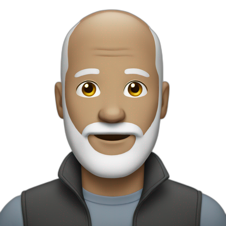 white bald man black and grey beard 50 years old emoji