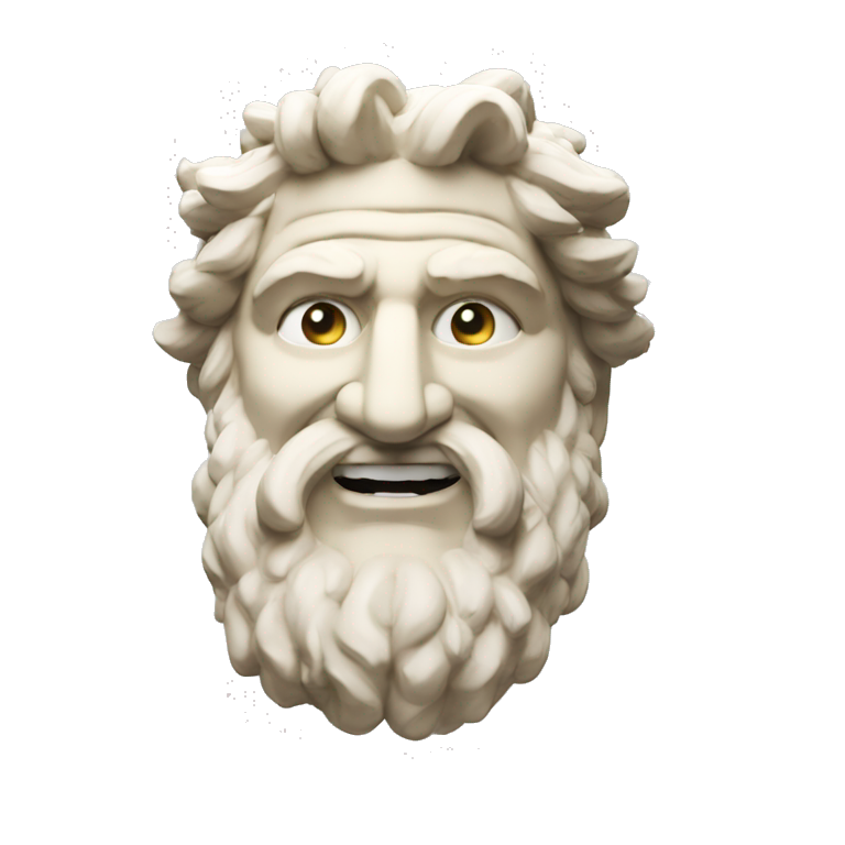 Ancient Greek King Odysseus Statue Face Only, Laughing, Off-white emoji