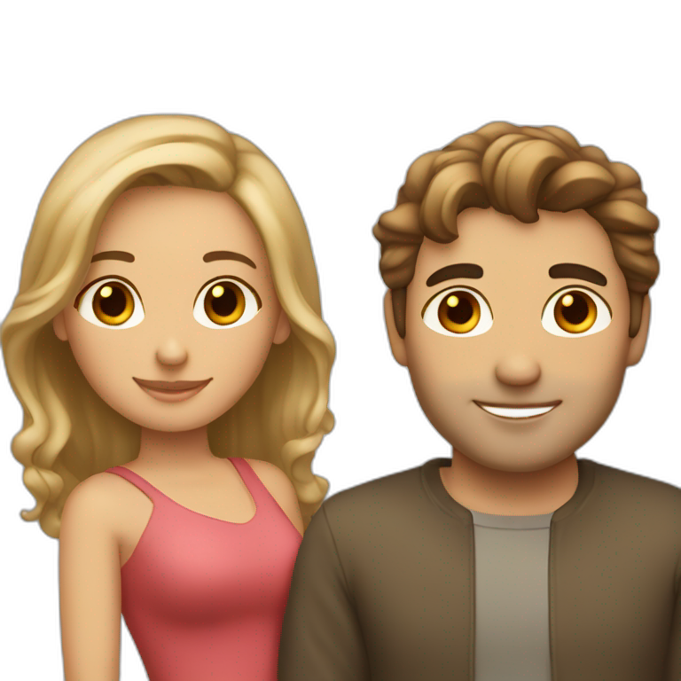 couple in love Tito with brown hair and man with light hair emoji