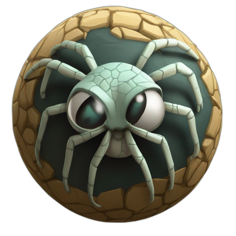 3d sphere with a cartoon Cave Spider skin texture with Eye of Horus emoji